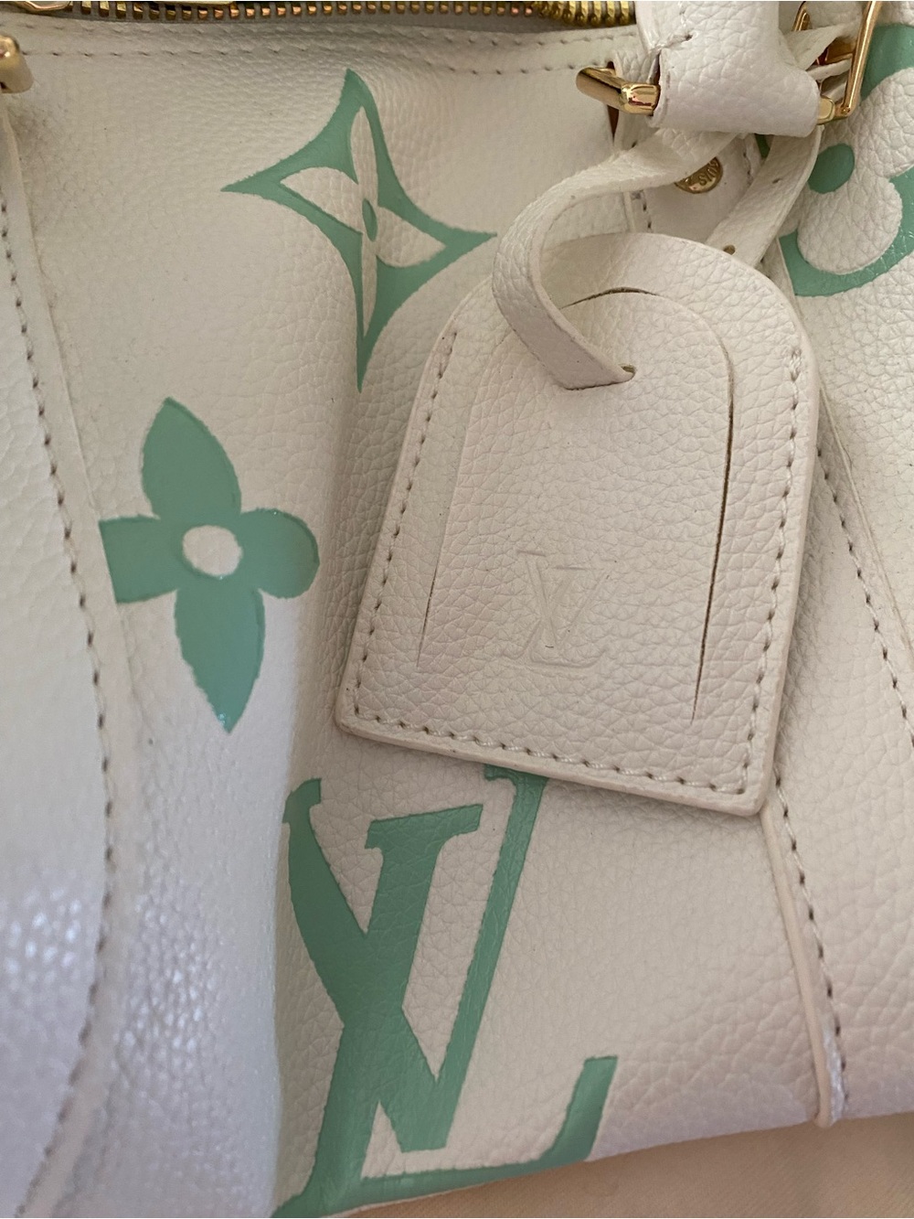Louis Vuitton White & Mint Monogram Travel Duffel - Picture 5 of 14